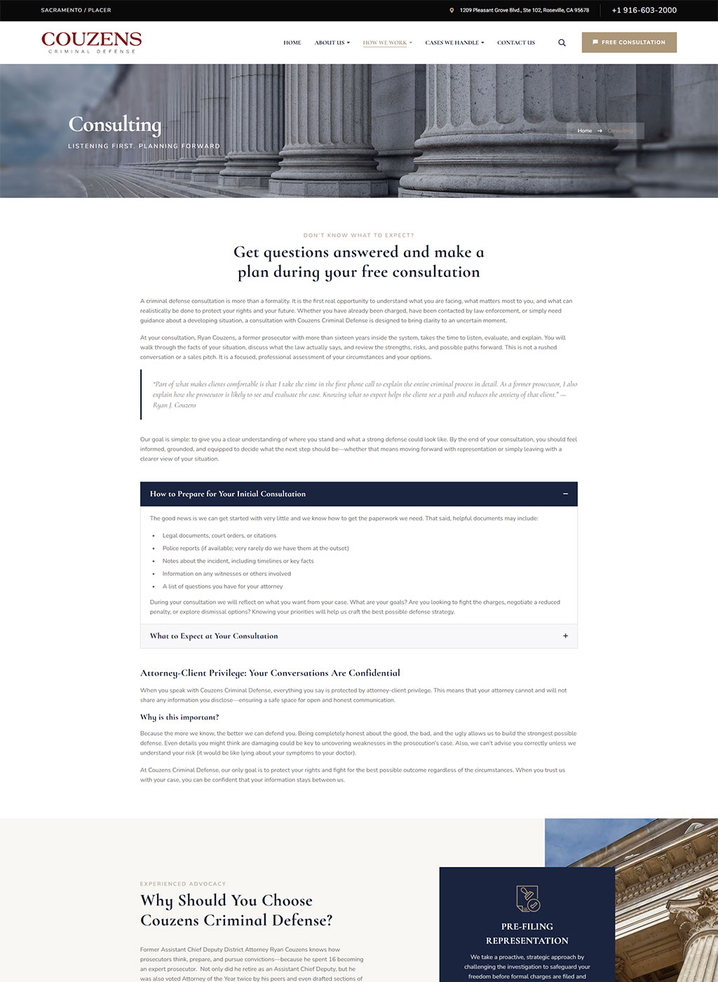 Website developed for Couzens Criminal Defense