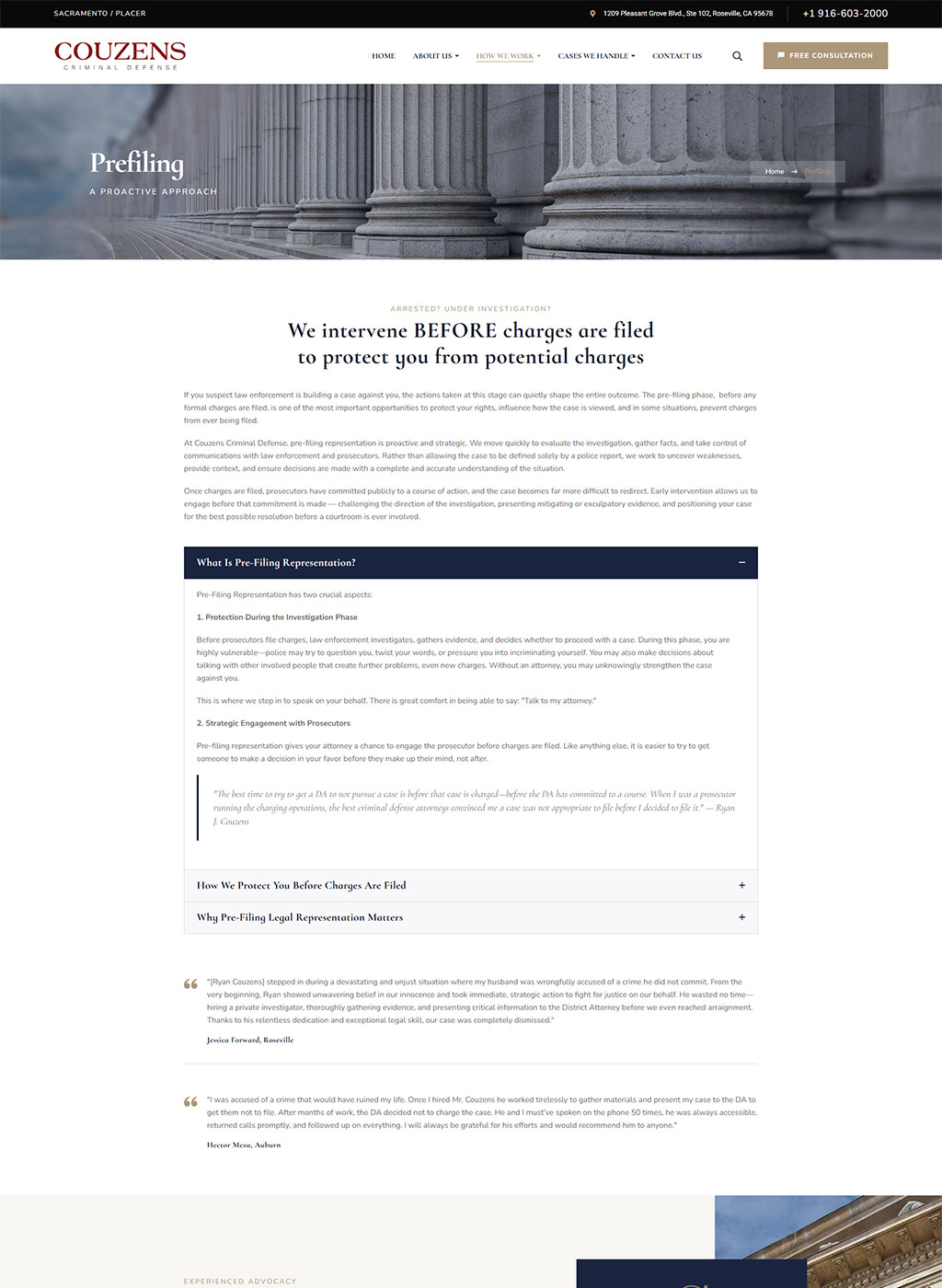 Website developed for Couzens Criminal Defense