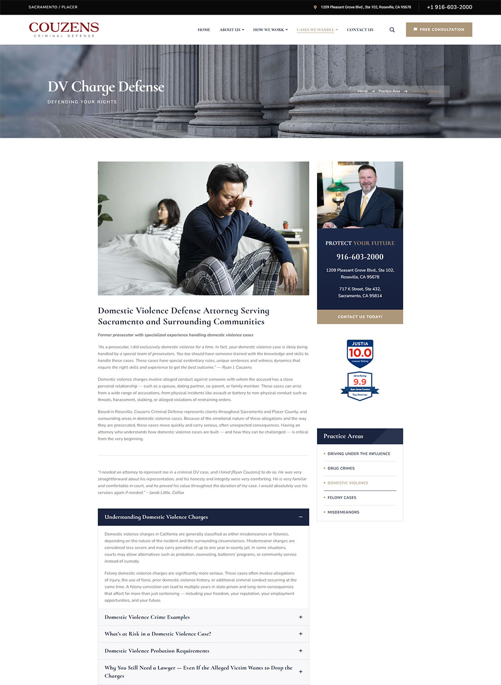 Website developed for Couzens Criminal Defense