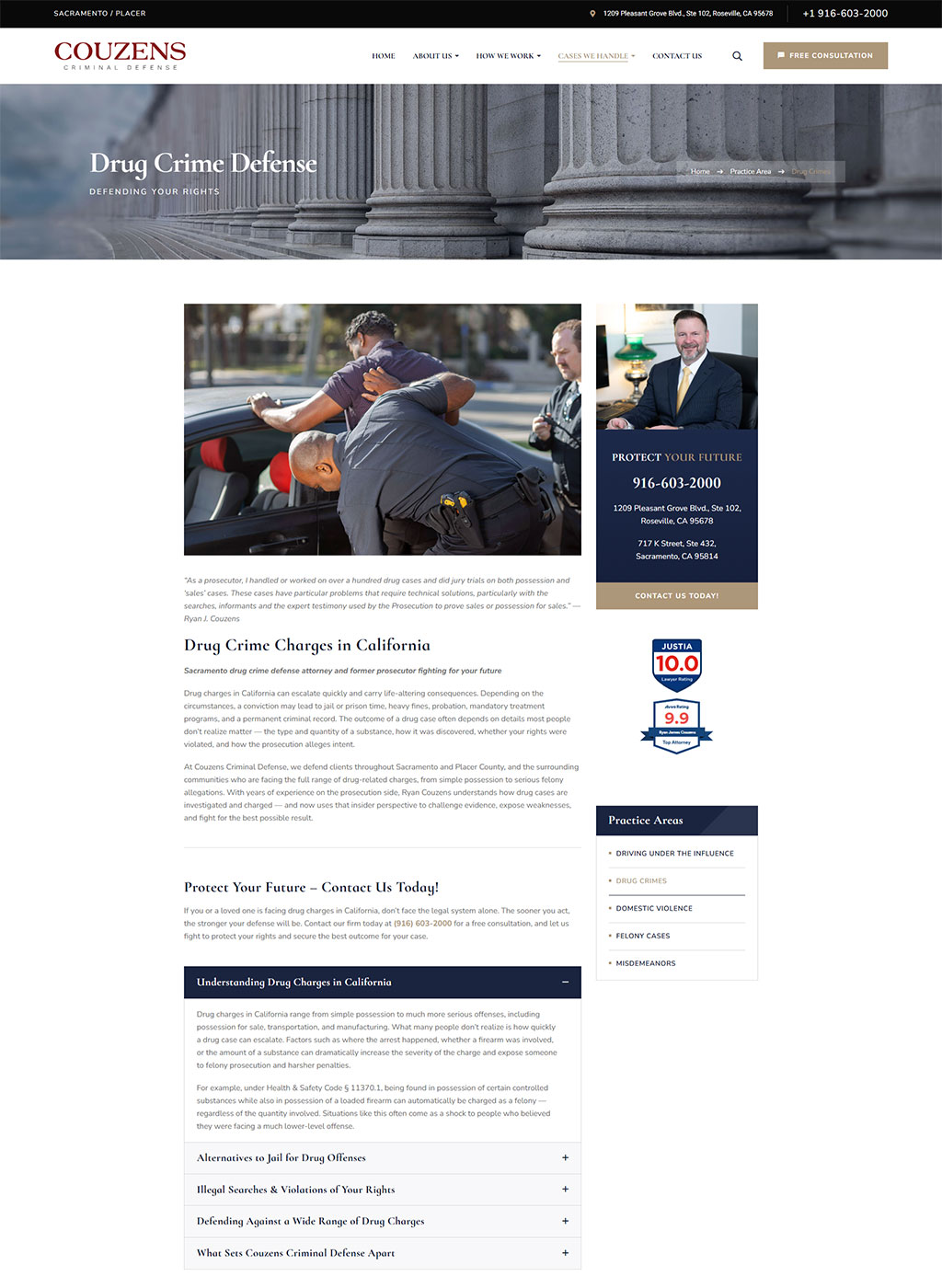 Website developed for Couzens Criminal Defense