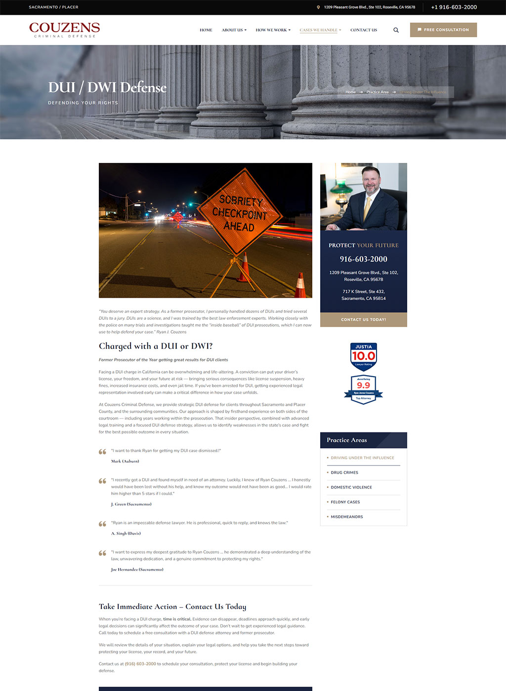 Website developed for Couzens Criminal Defense