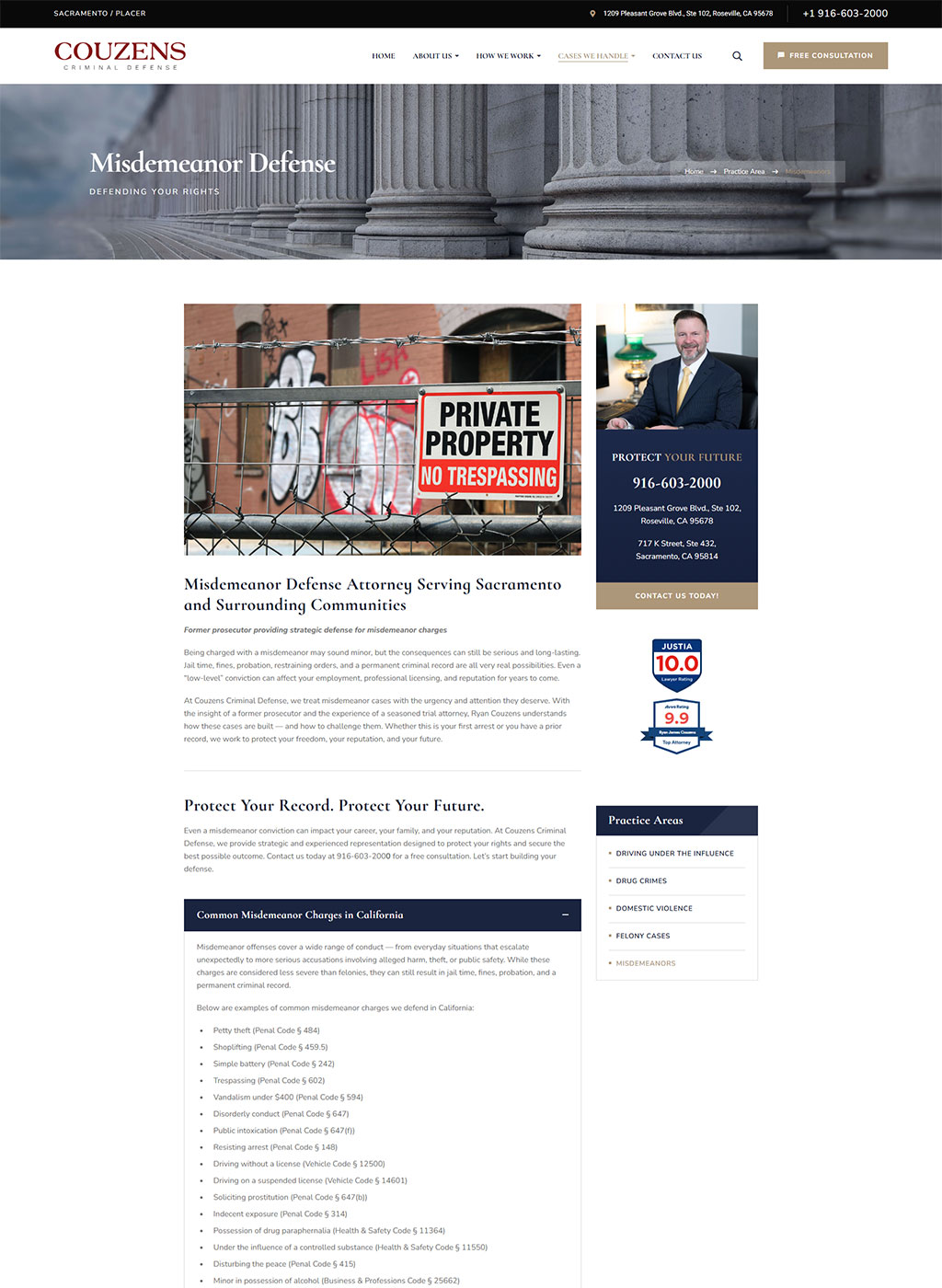 Website developed for Couzens Criminal Defense