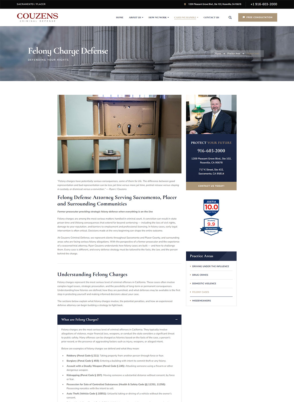 Website developed for Couzens Criminal Defense