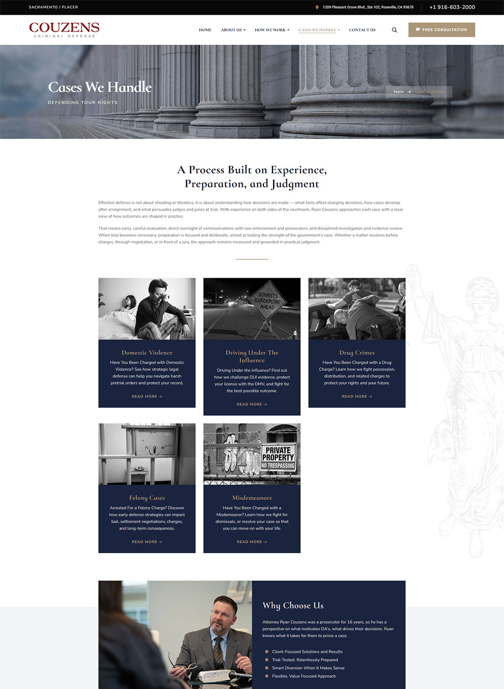 Website developed for Couzens Criminal Defense