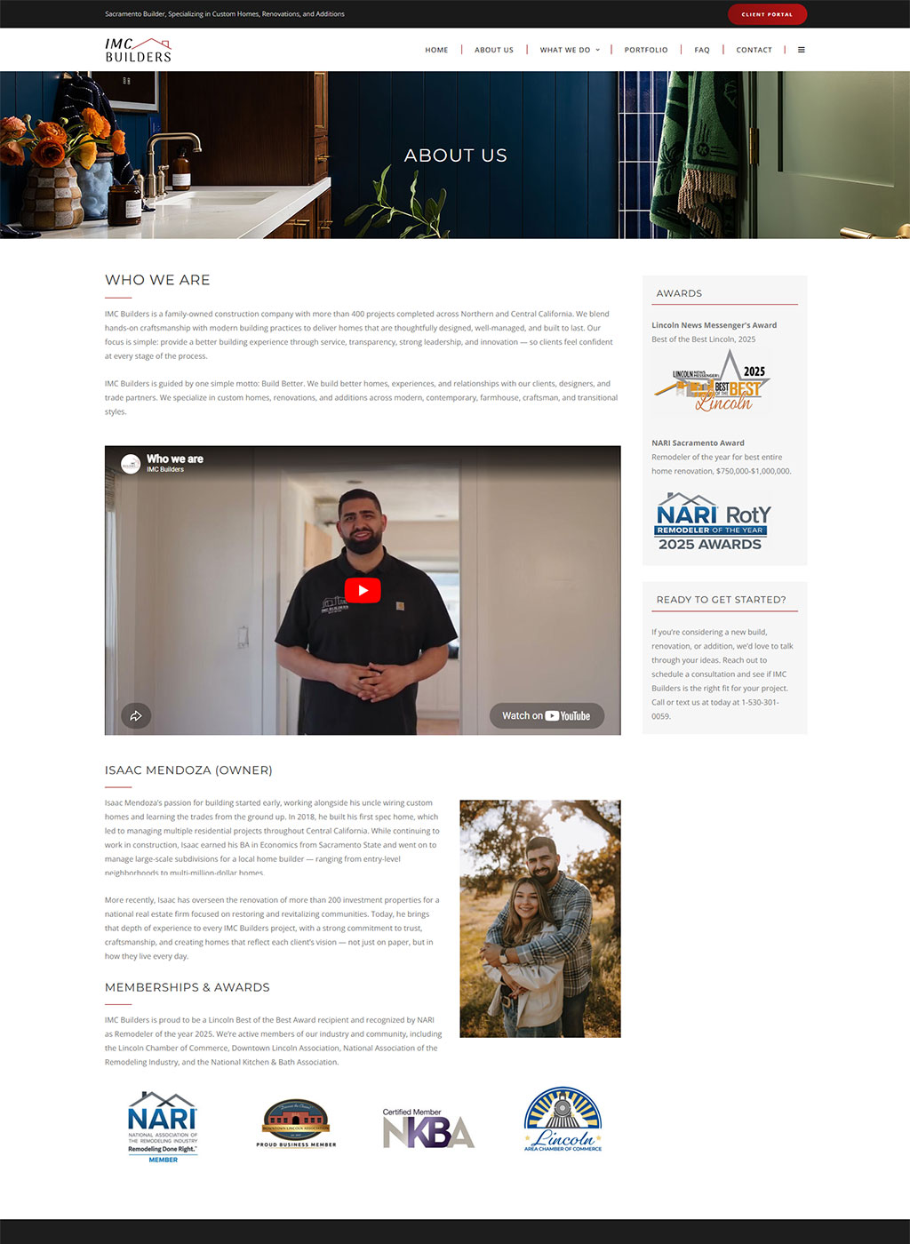 Website developed for IMC Builders