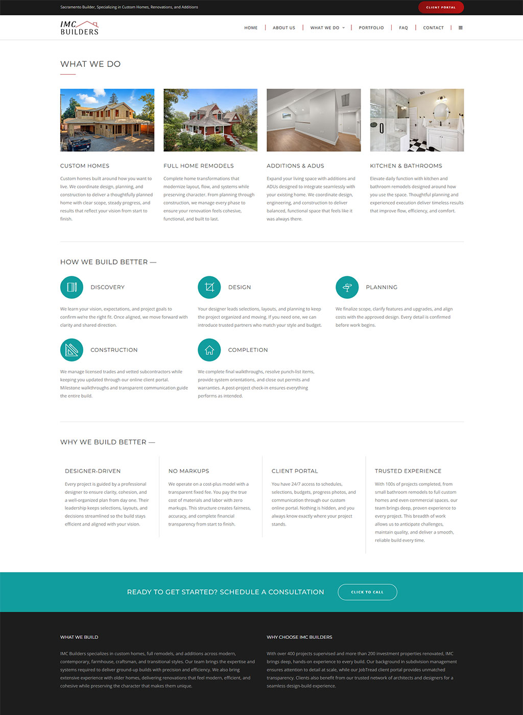 Website developed for IMC Builders