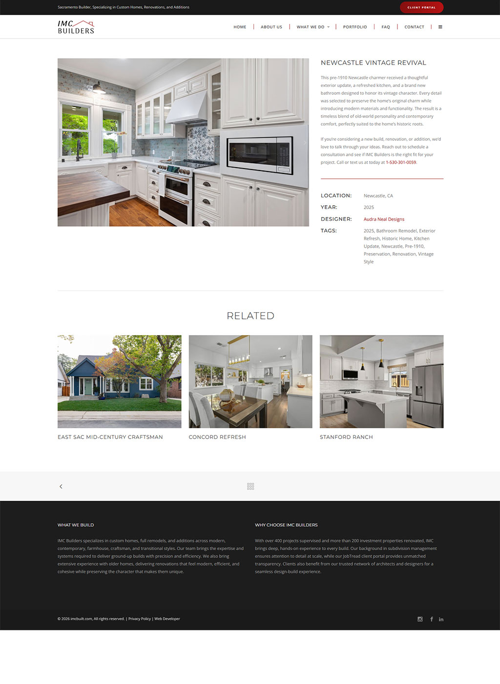 Website developed for IMC Builders