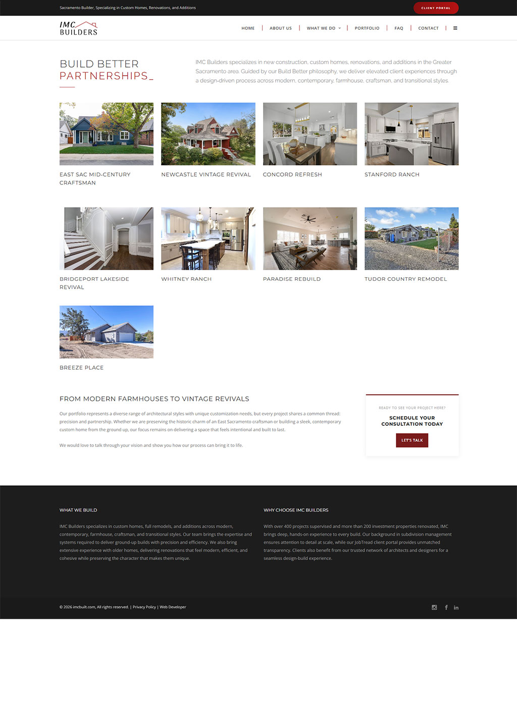 Website developed for IMC Builders