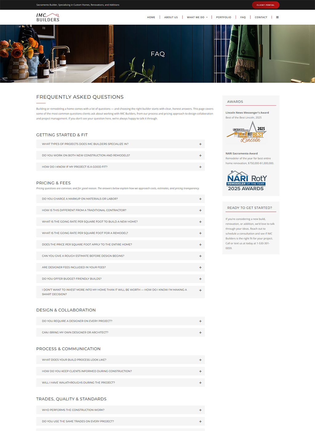 Website developed for IMC Builders