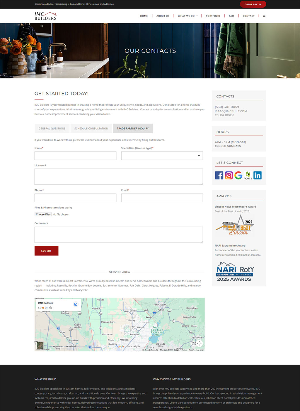 Website developed for IMC Builders