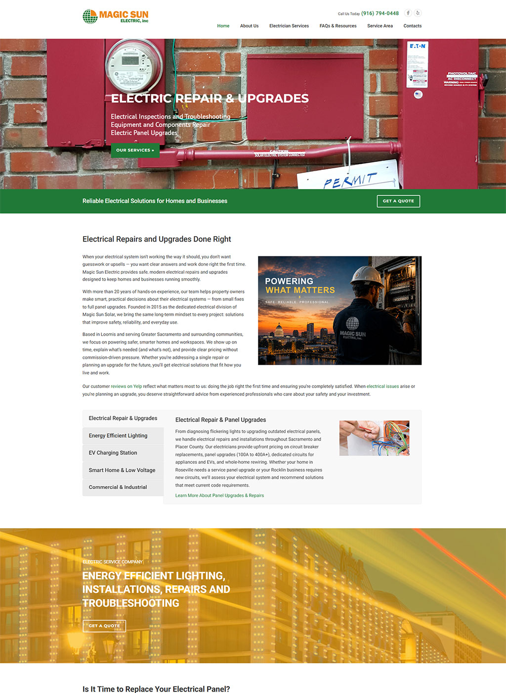 Website developed for Magic Sun Electric