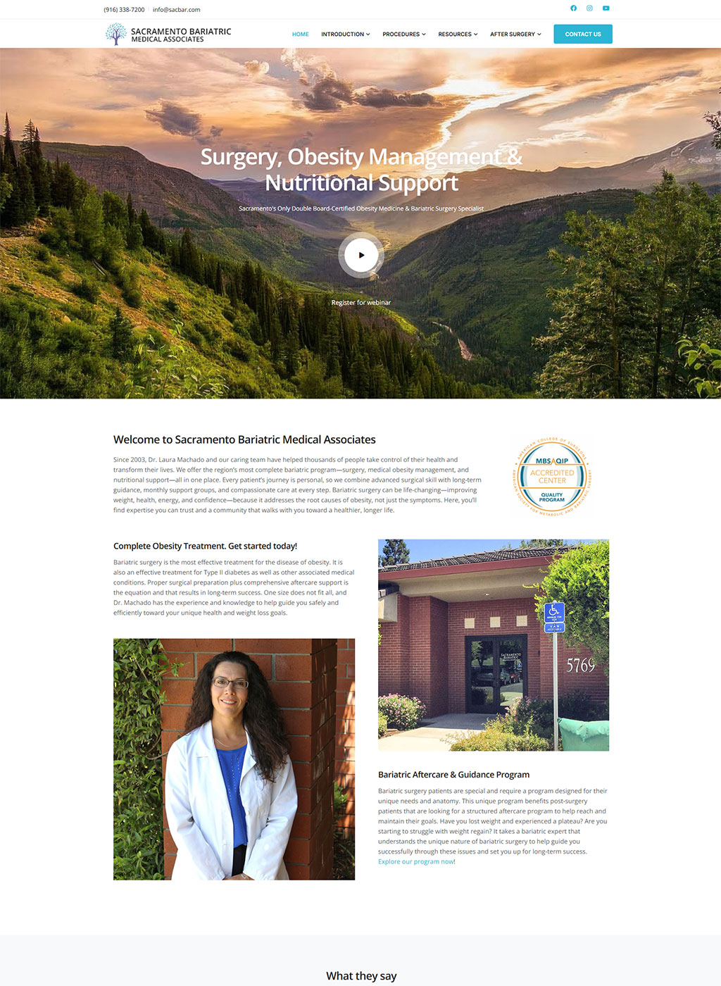 Website developed for Sac Bariatric