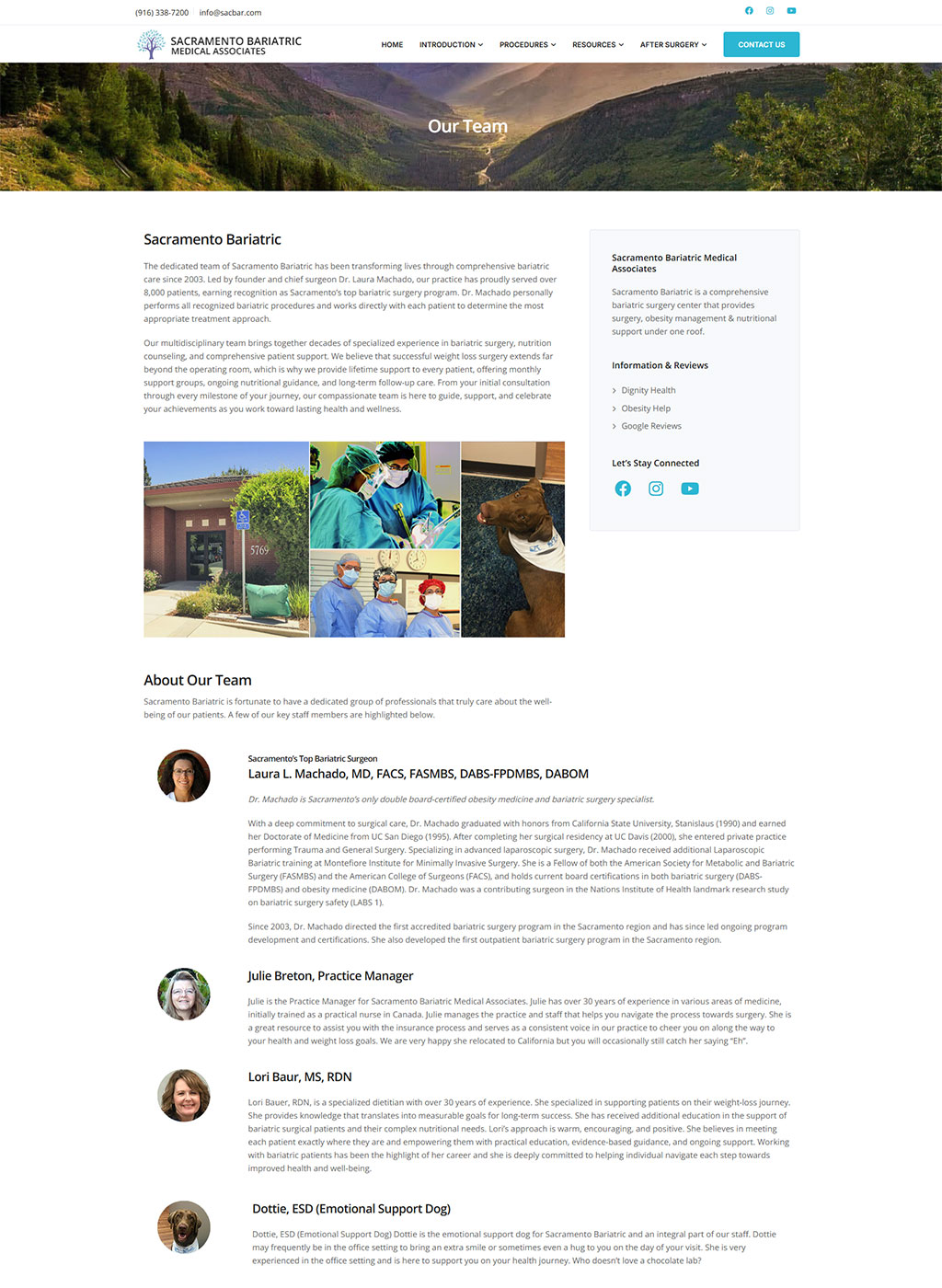 Website developed for Sac Bariatric