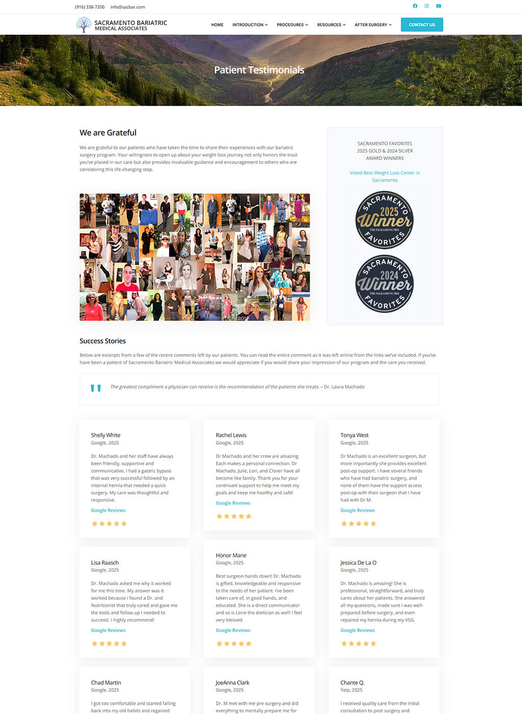 Website developed for Sac Bariatric