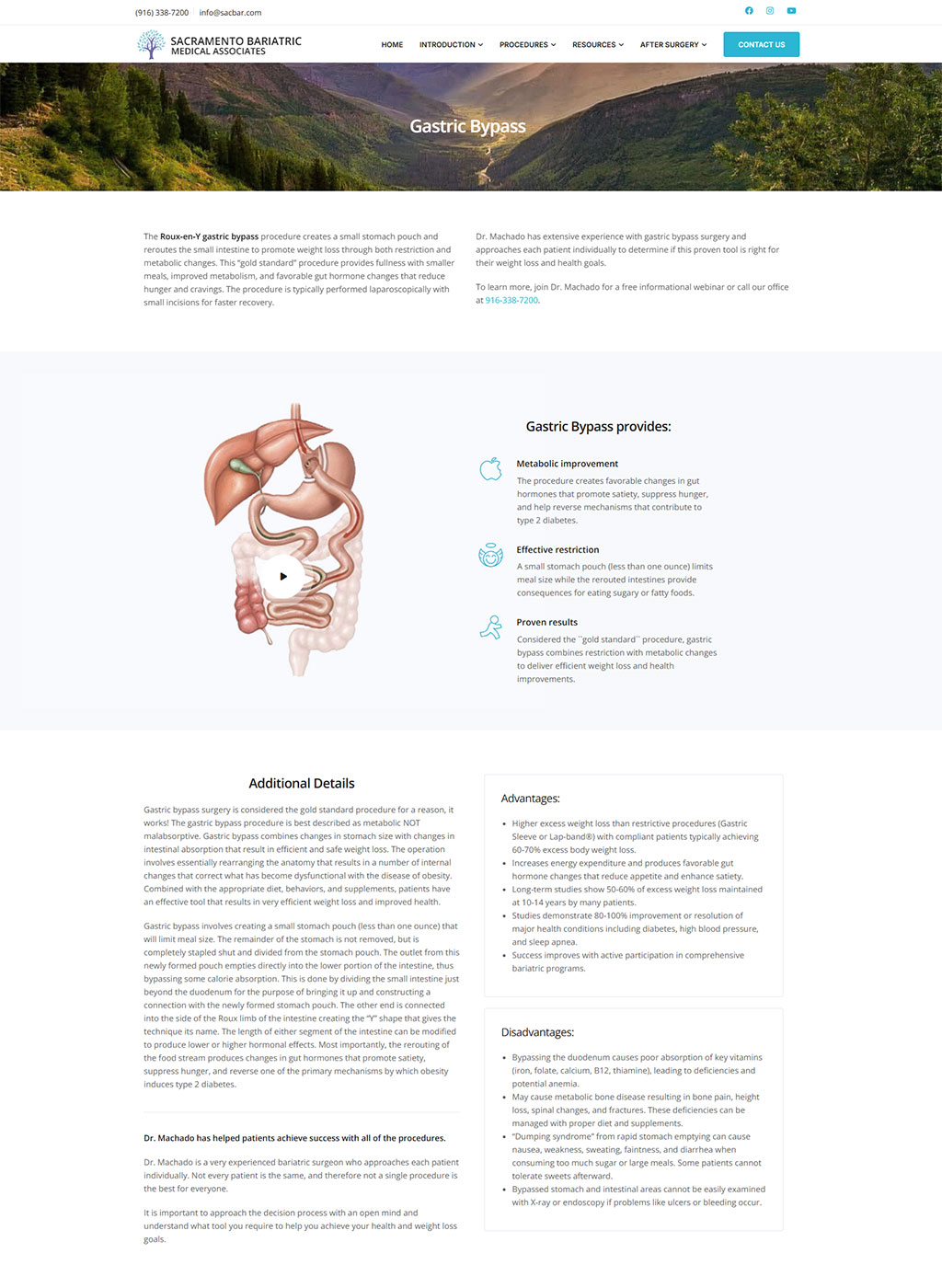 Website developed for Sac Bariatric