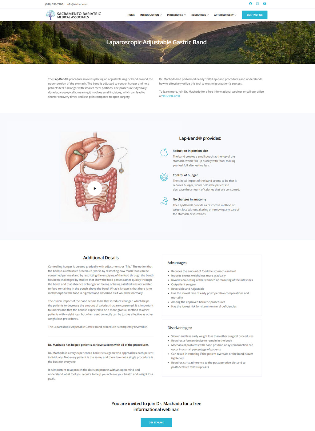 Website developed for Sac Bariatric