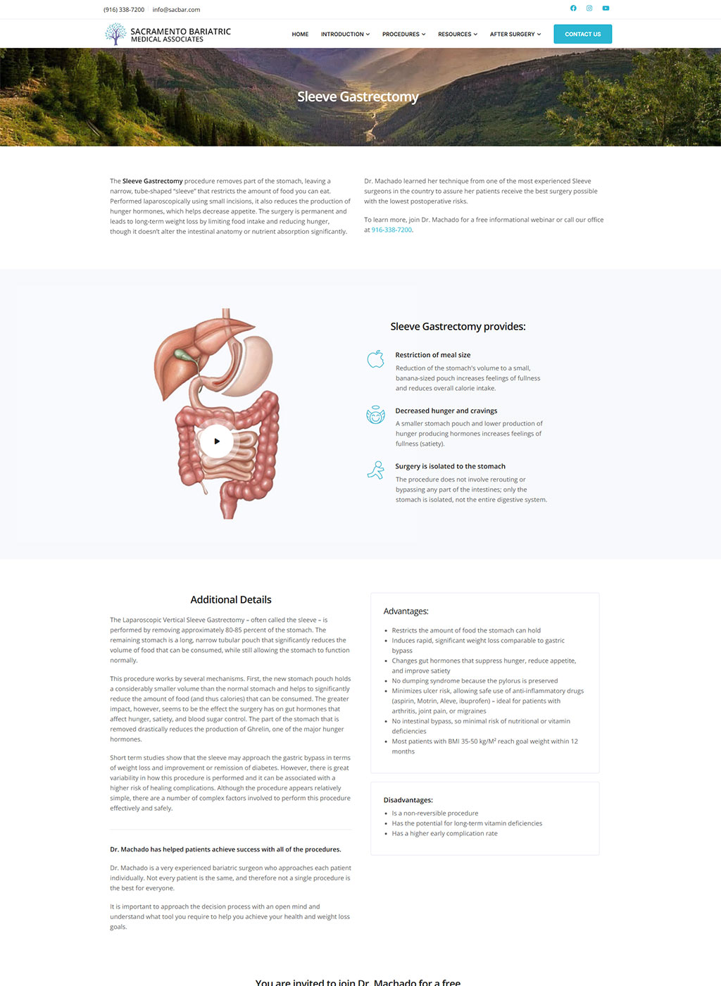 Website developed for Sac Bariatric