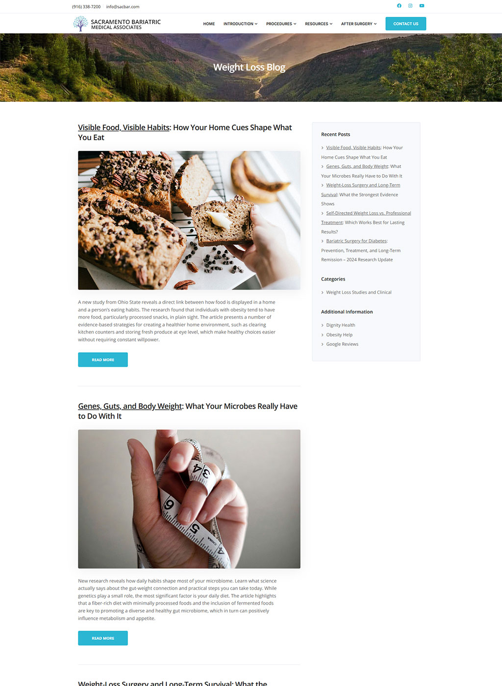Website developed for Sac Bariatric
