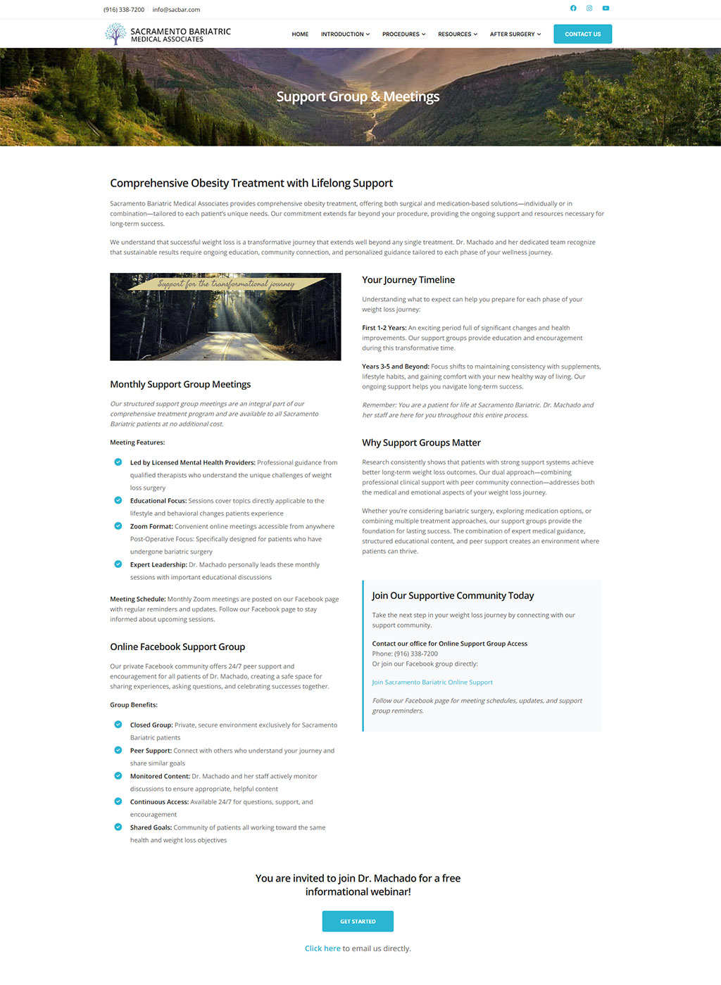Website developed for Sac Bariatric