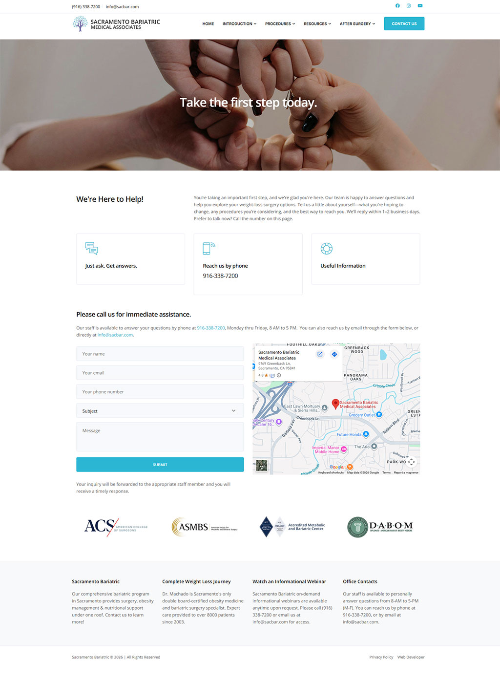 Website developed for Sac Bariatric