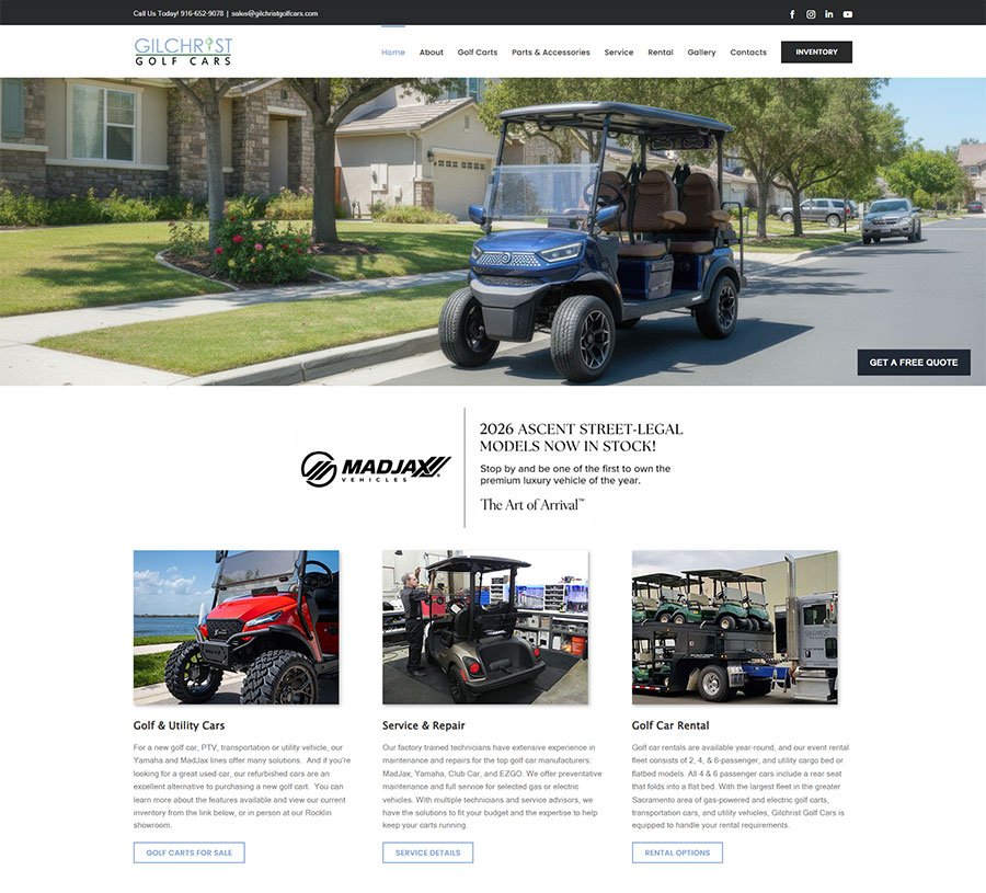 gcc-2026-home-capture Website developed for Gilchrist Golf Cars