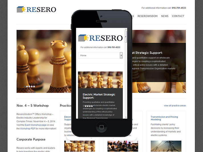 Desktop and mobile phone view of responsive website